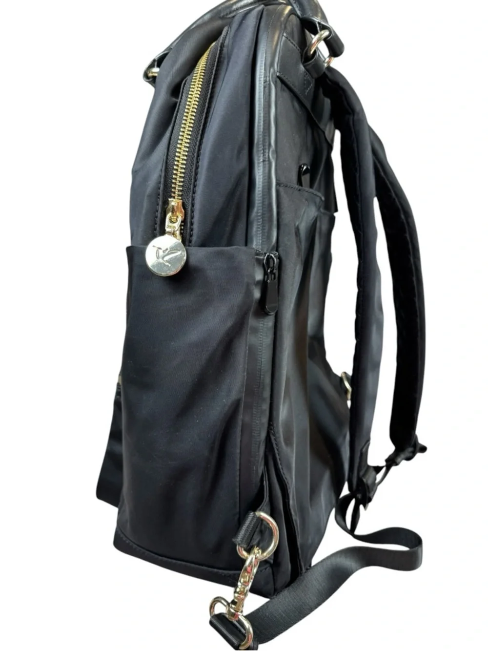 Lo & Sons Original Rowledge Black Nylon & Leather Travel Tote Backpack - Picture 6 of 16